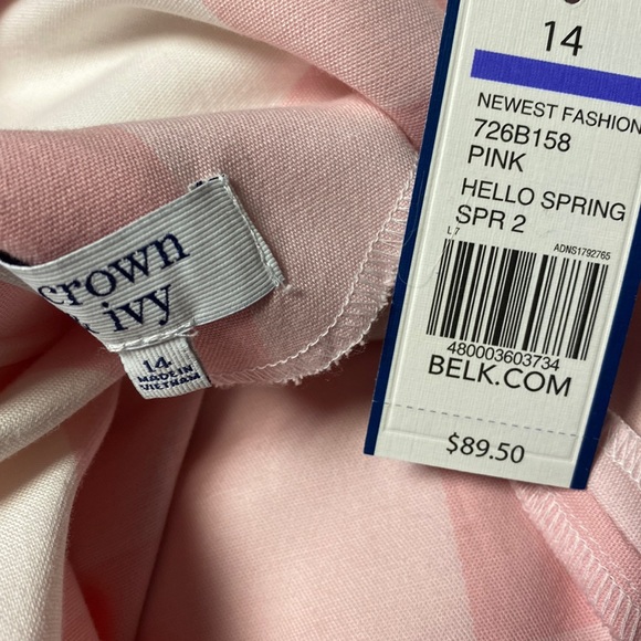 NWT Crown & Ivy Hello Spring Pink & White Plaid Cross Back Cotton Midi Dress - Picture 15 of 16